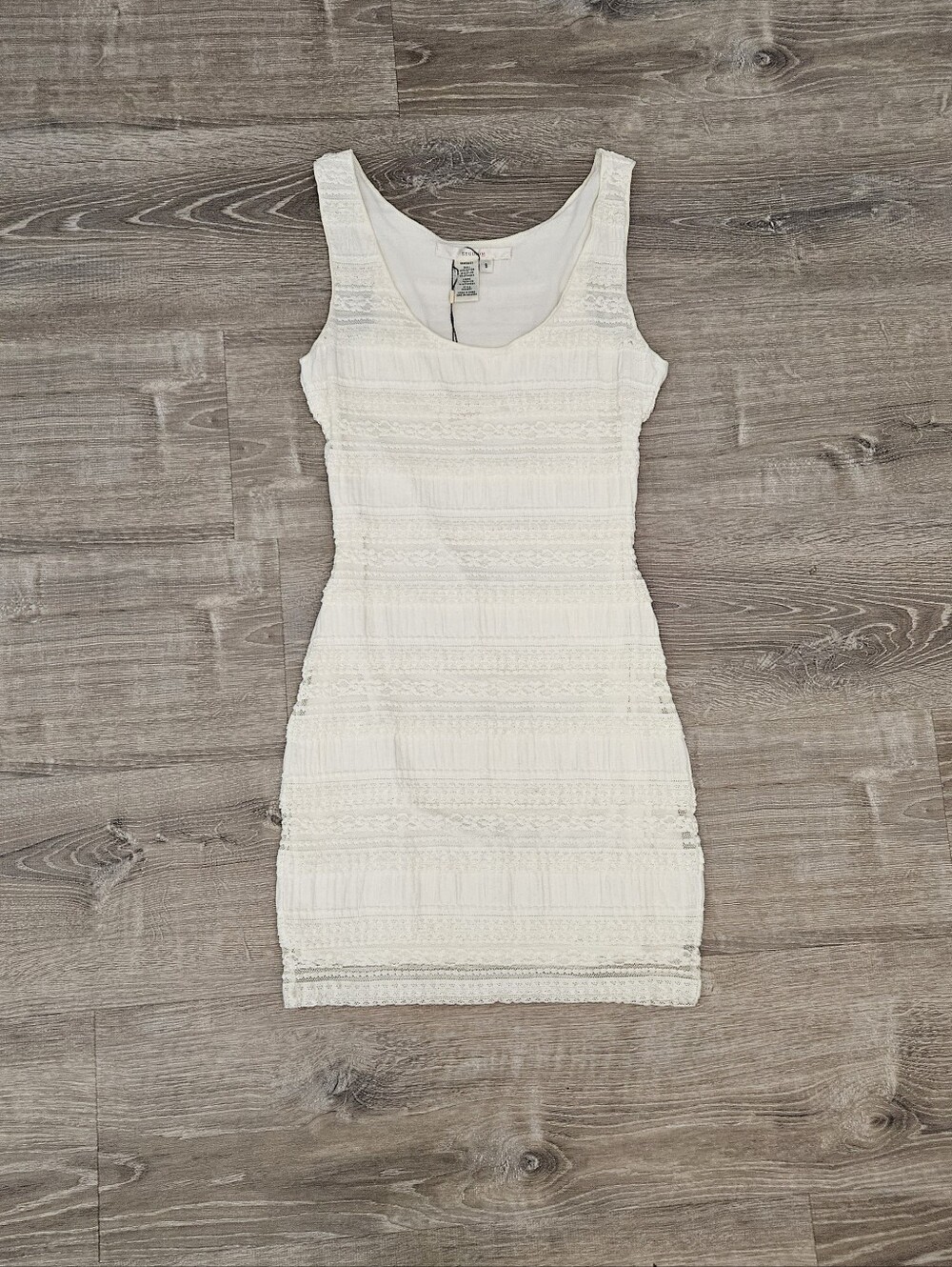 Lace Bodycon Short Mini Dress Sleeveless Racerback Ivory Off White Boho Coquette